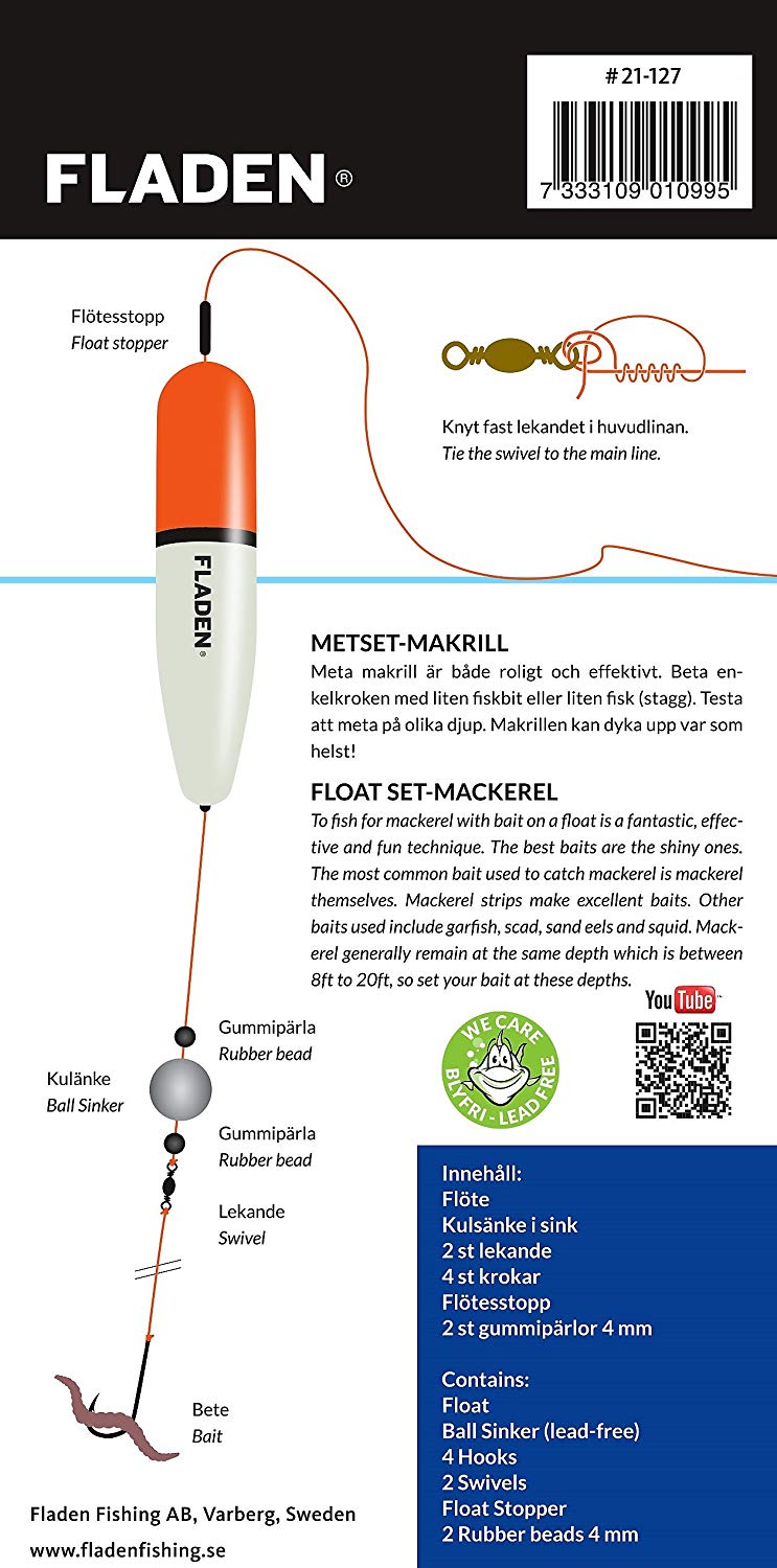 FLADEN Fishing Mackerel 35g Float Set for Sea or Predatory Fishing