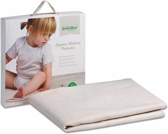 The Little Green Sheep Organic Waterproof Cot Bed Mattress Protector (70x132cm - Boori size)