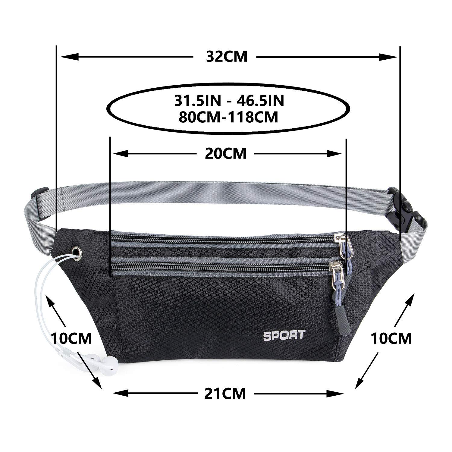 Running Belt - Lightweight and Adjustable Waist Pack for Jogging Fitness, and Outdoor Activities, 3#black - Image 2