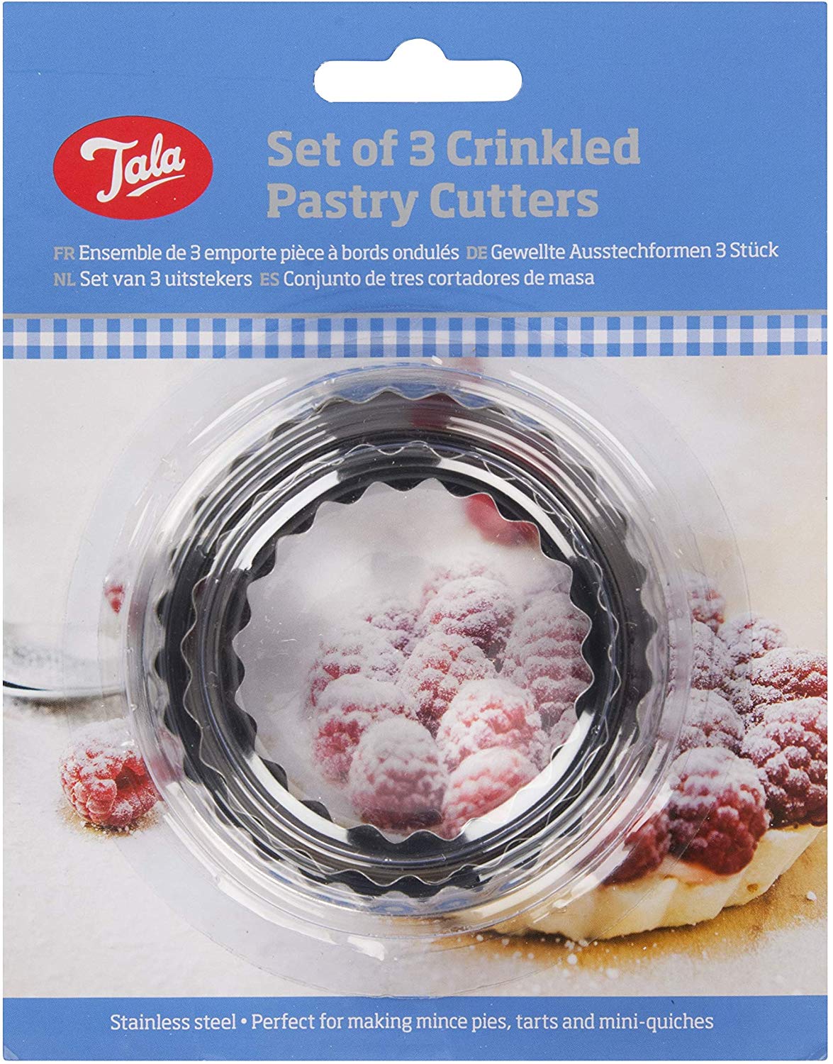 Tala Stainless Steel Crinkled Cutters, Set of 3 Cutters in Different Sizes