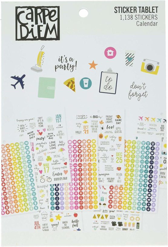 Carpe Diem A5 Planner Sticker Tablet-Calendar, 1138/Pkg