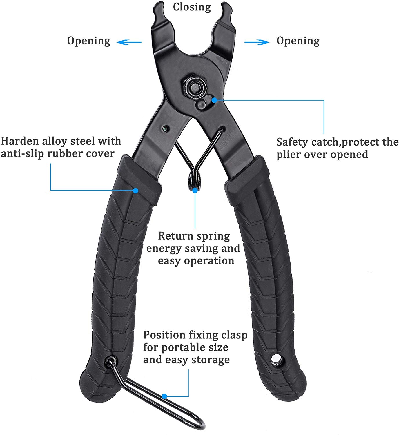 Oumers Bike Link Plier, Chain Plier Missing Link 2 in 1 Opener Closer Remover Bike Tool Compatible with all Speed Chains Repair - Image 2