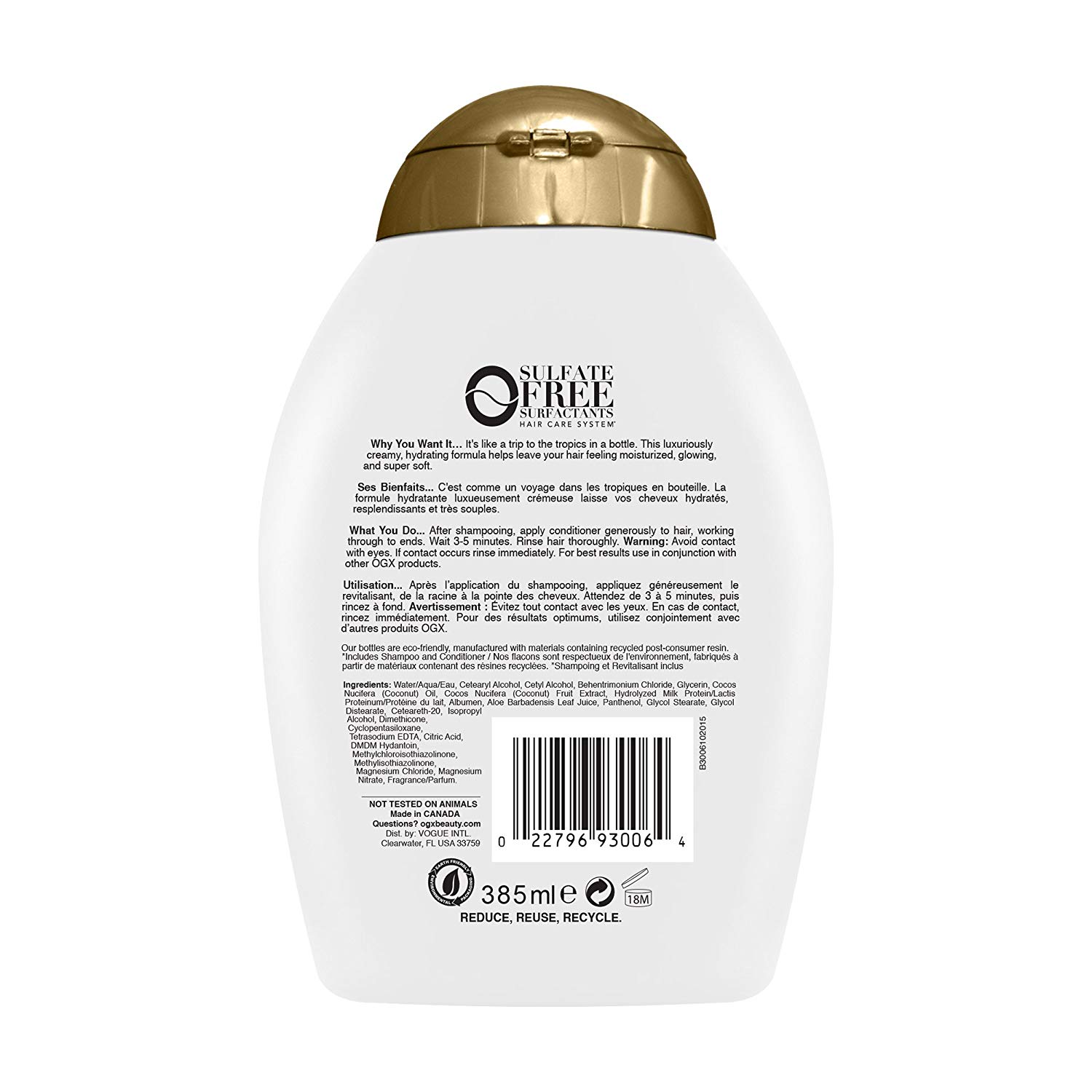OGX Coconut Milk Conditioner for Dry Damaged Hair, 385ml - Image 2