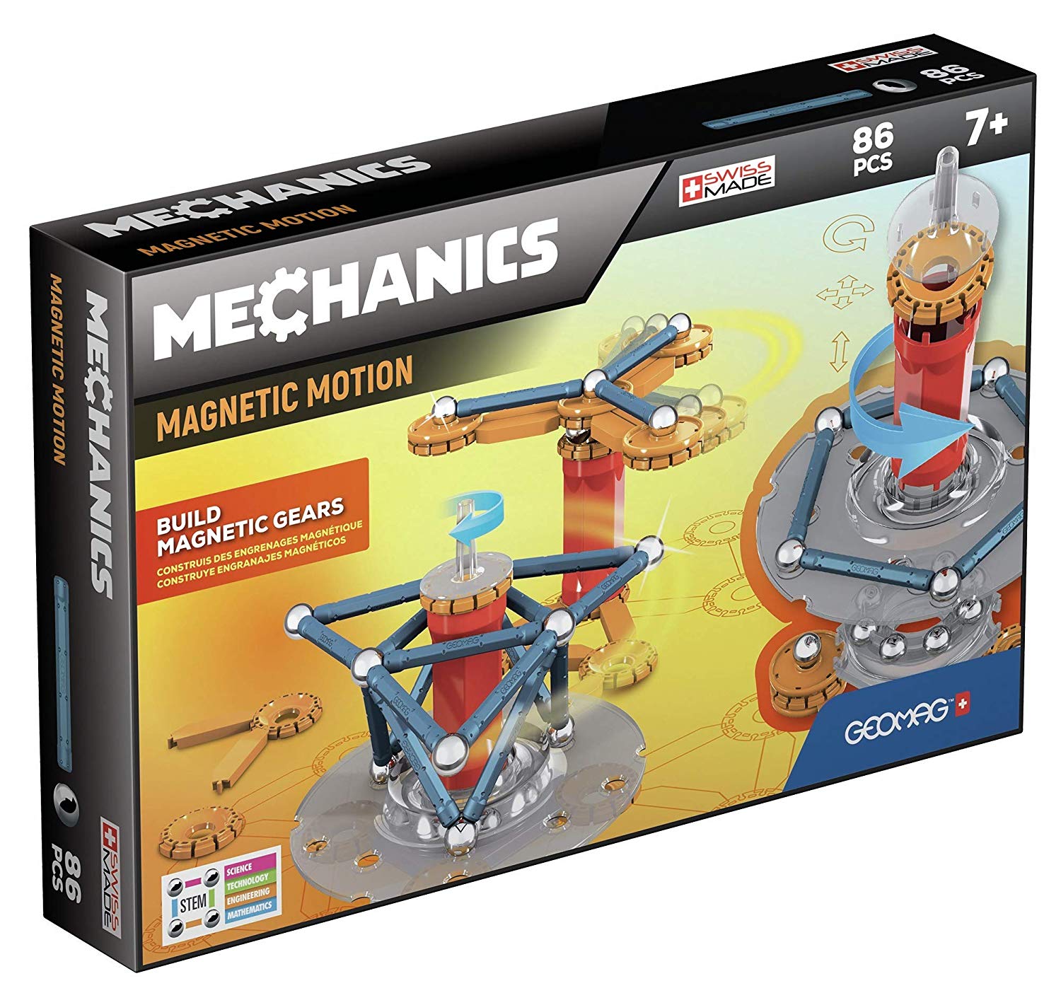 Geomag Mechanics 761 - Magnetic Motion 86 Pieces - Magnetic Building Game, Multicoloured, Medium