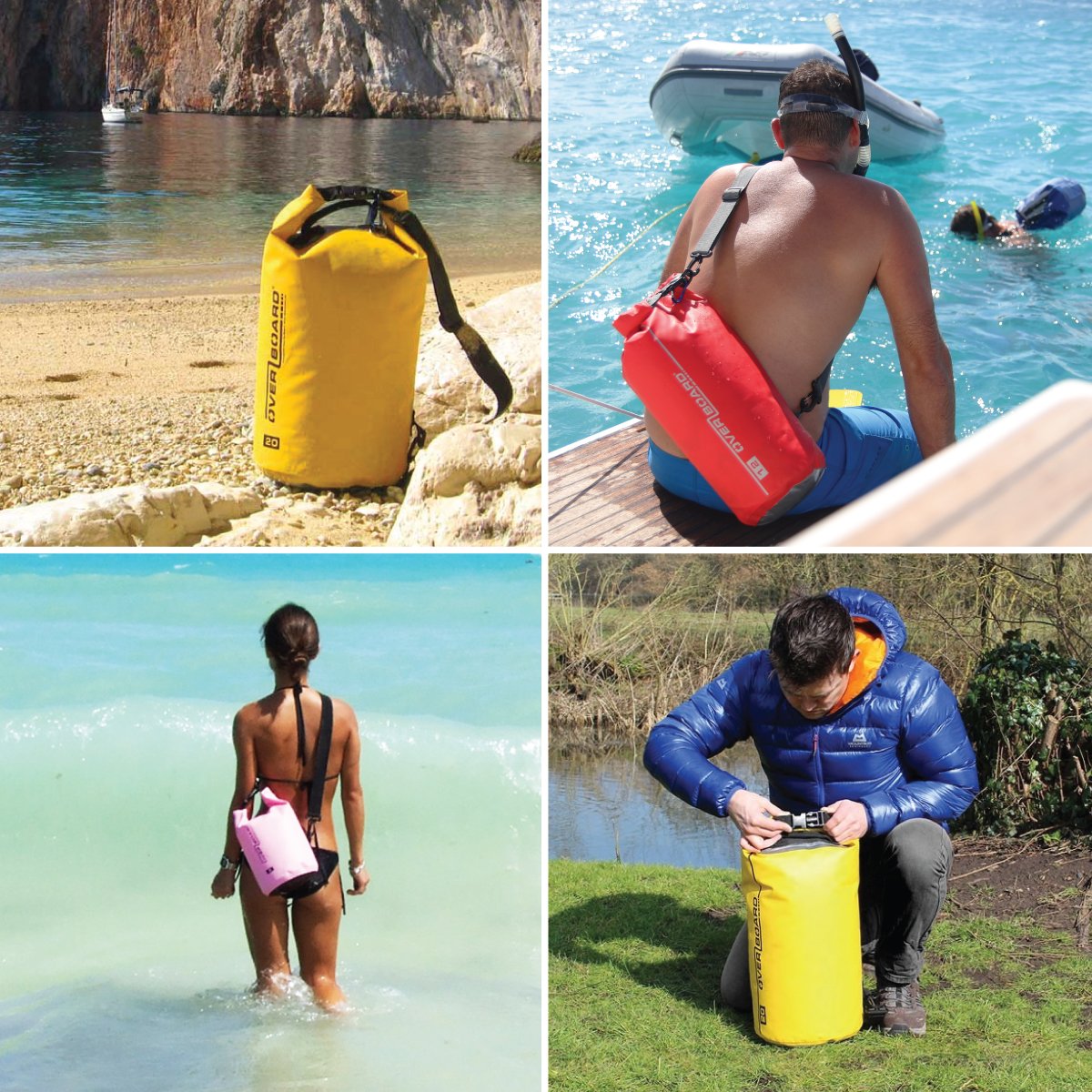 OverBoard 100% Waterproof Dry Tube Bag with Adjustable Shoulder Strap, Blue, 20 Litres - Image 4