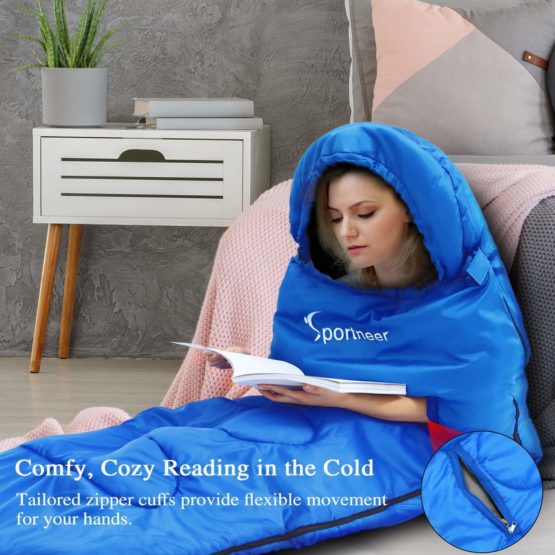 Sportneer Sleeping Bag, Portable Lightweight 3-4 Season Sleeping Bags with Zippered Holes for Arms and Feet, Camping, Hiking, Traveling, 20 Degree - Image 2