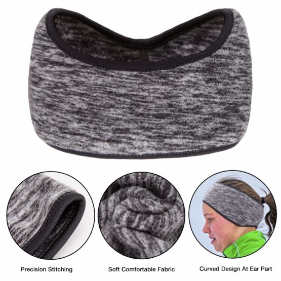 SAVITA 2 Pack Winter Ear Warmers Headband Stretchy Yoga Headband Gym Sport Headband Thermal Ear Muffs Ski Headband Moisture - Image 3