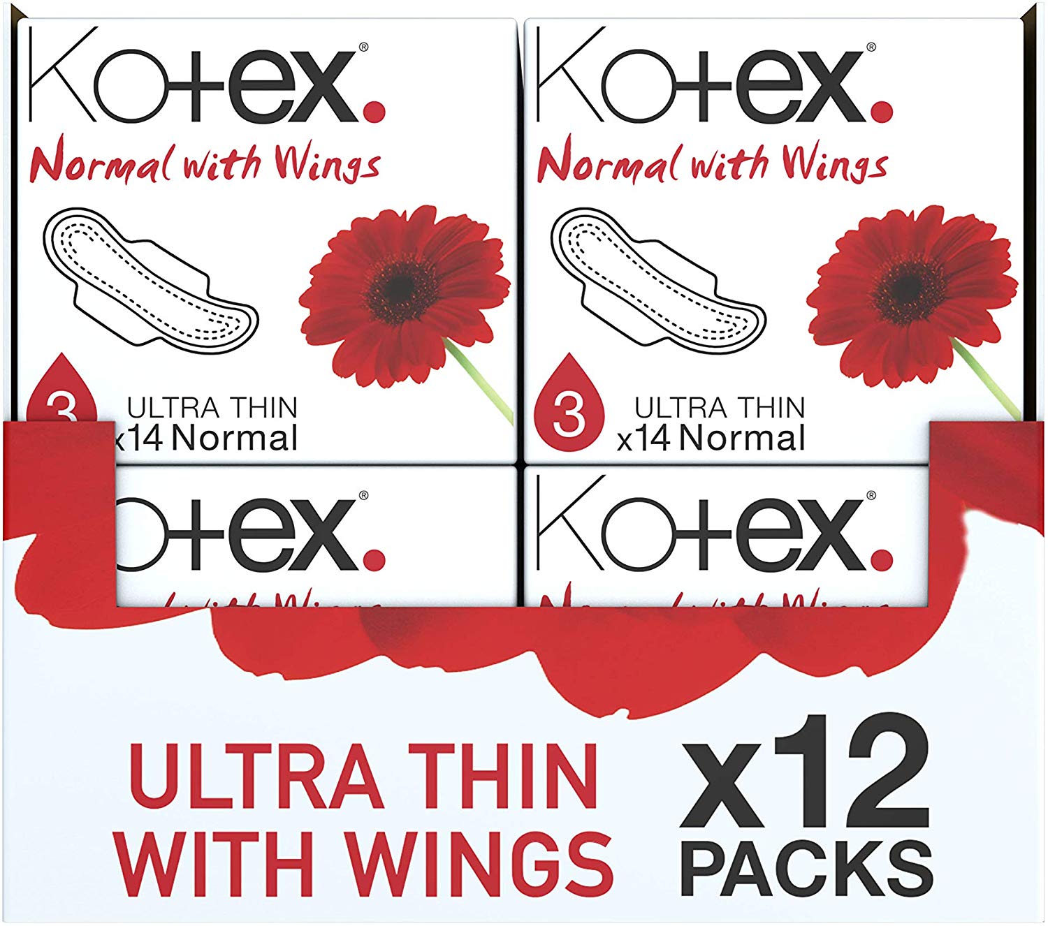 Kotex Ultra Thin Sanitary Towels with Wings, Normal Plus Absorbency