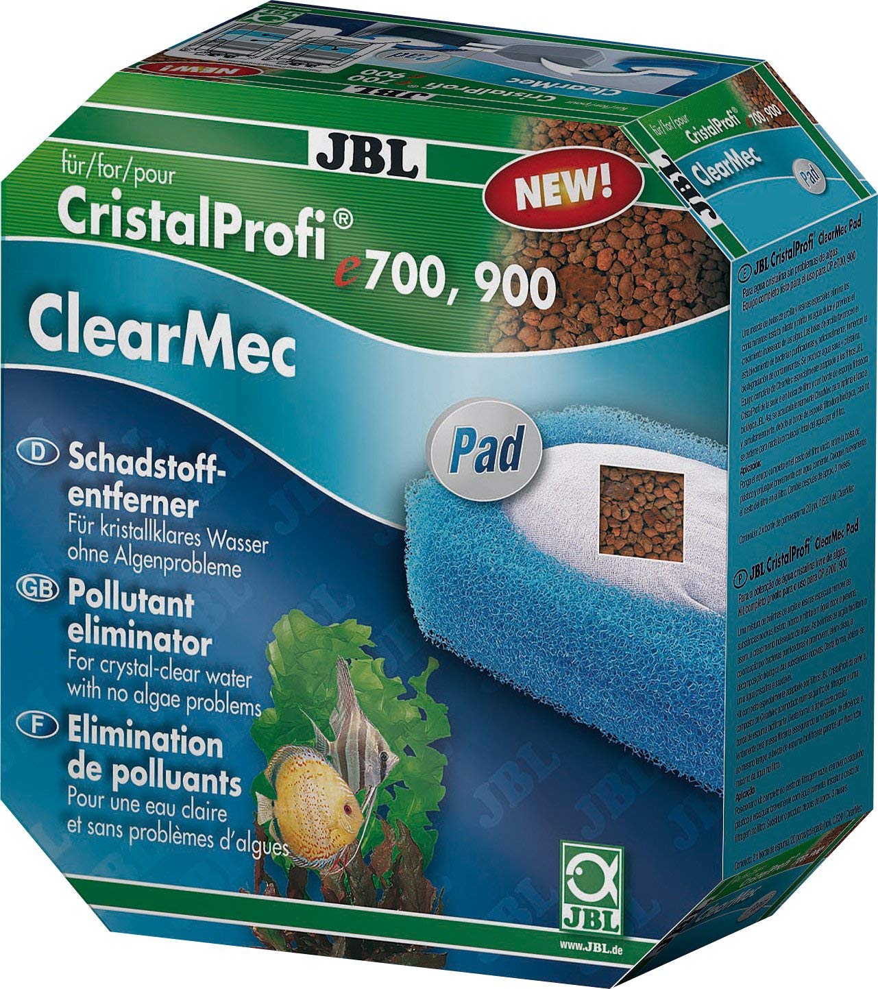 JBL ClearMec plus Pad CristalProfi e4/7/900/1,2, Set including nitrite, nitrate and phosphate eliminator for CristalProfi e