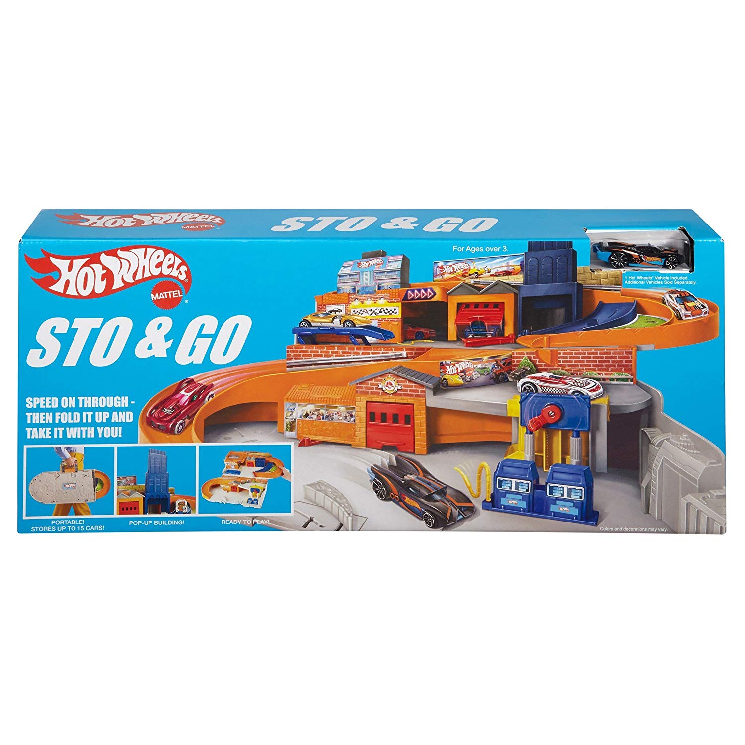 Hot Wheels® Sto & Go Nostalgic Service Centre Service Station Playset Retro, Orange, 10 inches x 22.01 inches x 4.02 inches - Image 2