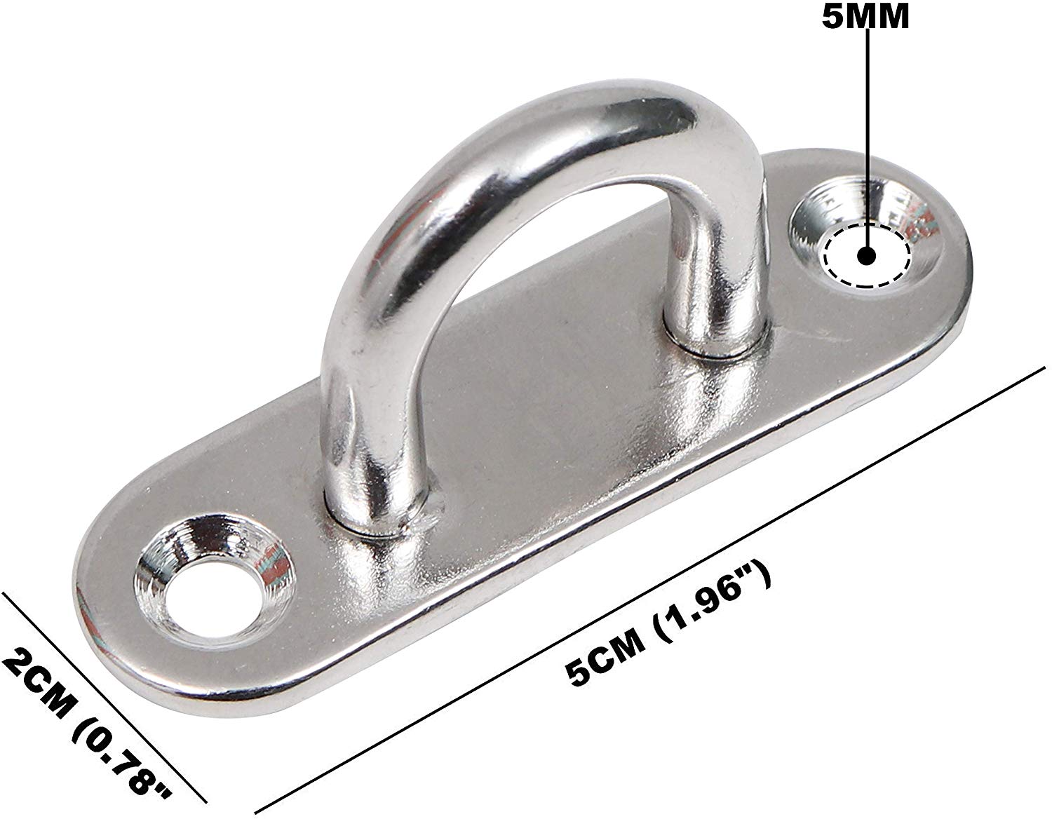 BELLE VOUS M5 Stainless Steel Pad Eye Plate Hooks (8 Pack) - Image 2
