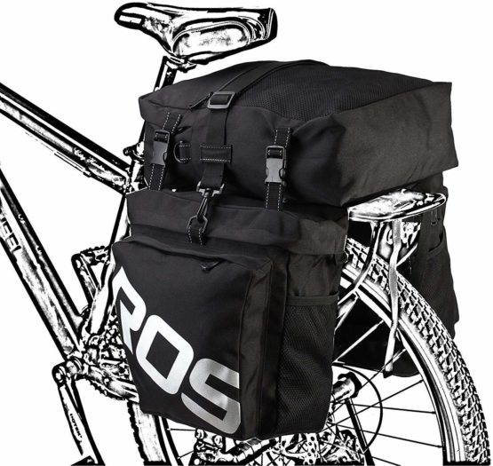 XPhonew Bike Rear Rack Bag, 3 in 1 37L Waterproof Cycling Pannier Rear Rack Bag Bicycle Back Seat Trunk Bag Saddle Bag for Mountain MTB Bike with Detachable Shoulder Strap & Reflective Sign - Image 2