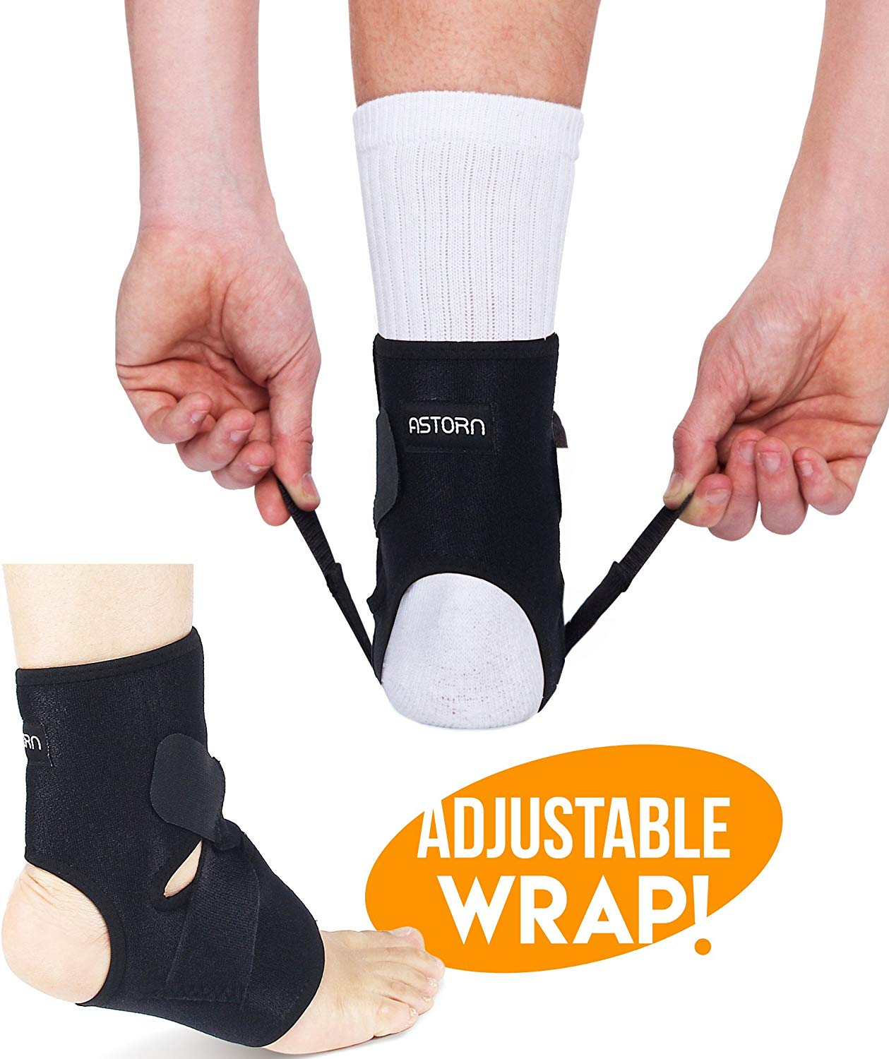 Ankle Brace & Achilles Tendon Support Sleeve Adjustable One Size Fits