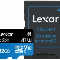 Lexar High-Performance 633x 32GB microSDHC UHS-I Card w/ SD Adapter, Up To 100MB/s Read, for Smartphones, Tablets, and Action Cameras (LSDMI32GBBEU633A)