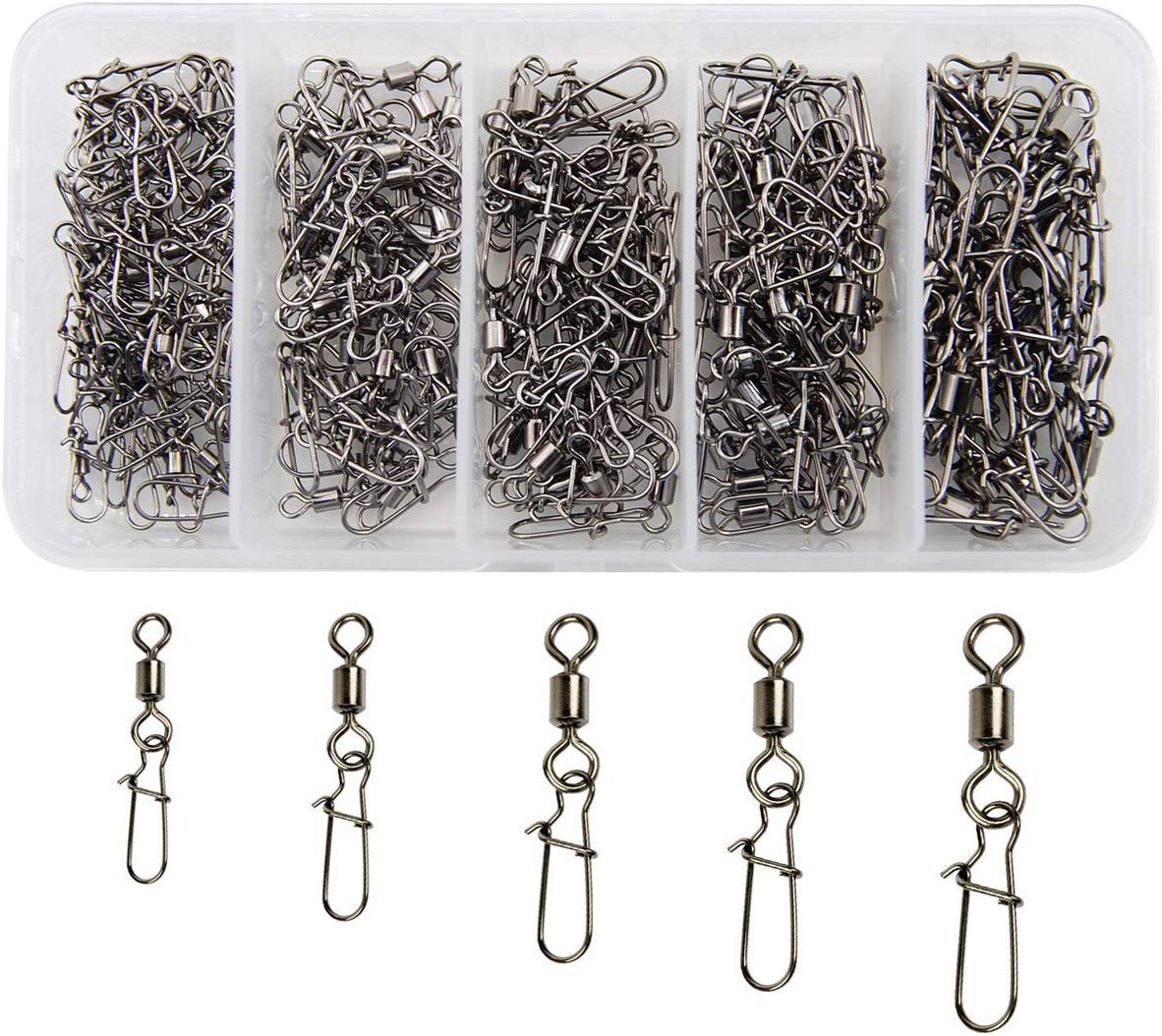 210pcs Rolling Fishing Swivel With Duo-Lock Snaps High-strength Fishing Swivels with Nice Snaps Fishing Tackle Kit (100% Copper+Stainless Steel)