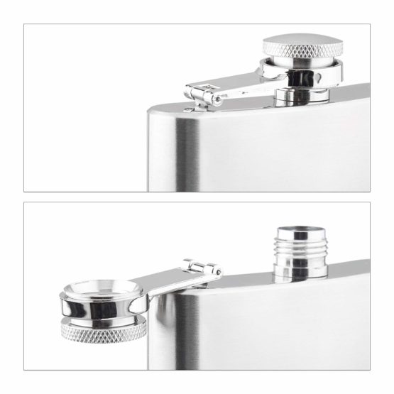 Relaxdays 7-Piece Stainless Steel Flask Set, 200 ml Flask with Funnel and 4 Cups for Camping and Festivals, Silver - Image 3