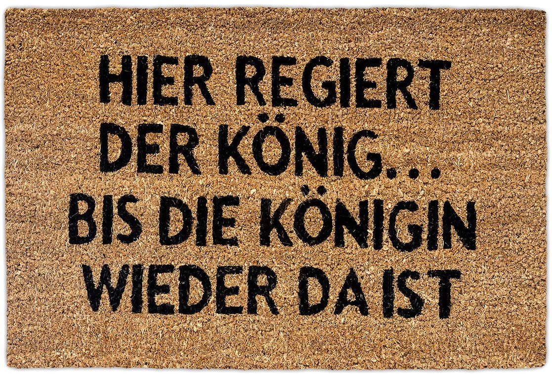 Relaxdays Natural Coconut Fibre Coir Doormat QUEEN German Welcome Mat w/ Anti-Slip Rubber PVC Underside, Brown