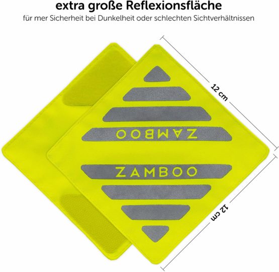 Zamboo - 4 Pack Pram Reflectors/Reflective Safety Accessory for Stroller, Bicycle, Bike Trailer, School Bag, Backpack and More - Neon Yellow - Image 2