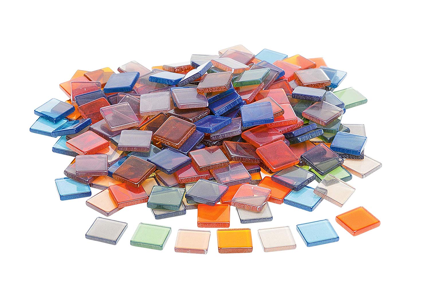 Rayher 14540539 Acrylic Mosaic Transparent 1 x 1 cm Approx. 205 Pieces 50 g Autumn Tones Mix Square Plastic Stones Translucent Plastic Mosaic