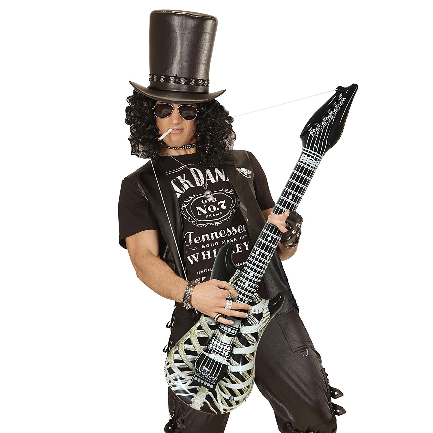 Widmann 04753 - Inflatable Skeleton Guitar With Strap, Adult Unisex, Length 105 cm, Rock Star, Punk, Musicians, Carnival, Theme Parties - Image 2