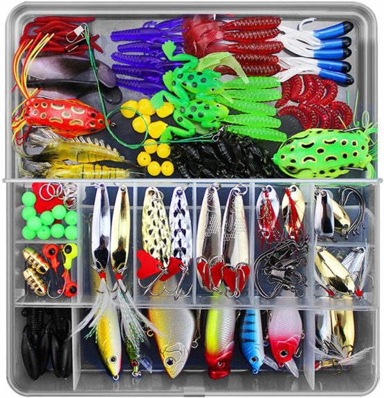 CHSEEO Fishing Lure Kits 141pcs Fishing Lure Set Fishing Baits Kit With Fishing Tackle Box Including Spoons Swimbaits Crankbaits Spinnerbaits Artificial Lures for Freshwater Saltwater Fishing #3
