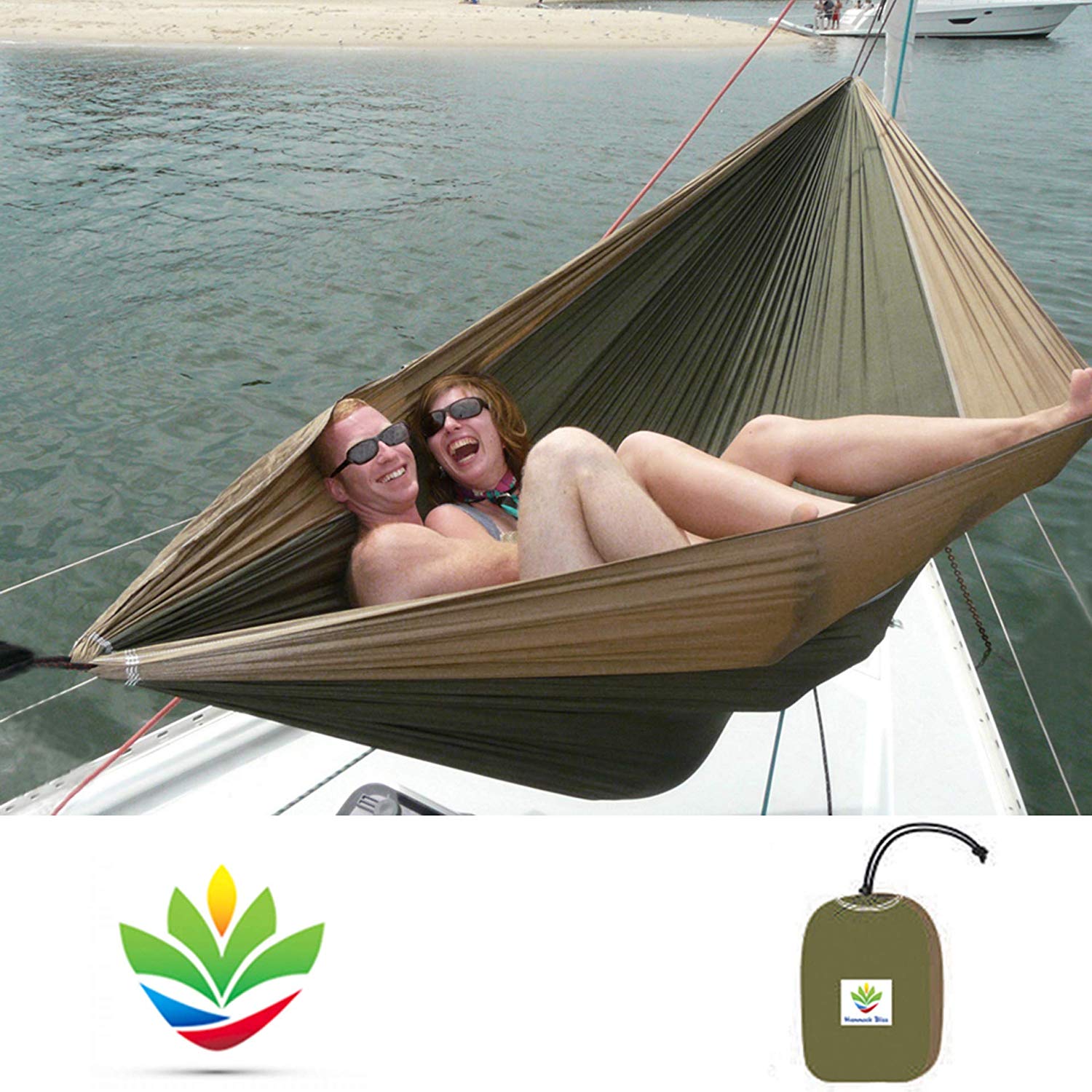 Hammock Bliss Double, Extra Long, Extra Wide, Extra Large, Two Person Double Wide Camping Hammock, Suspension System Included