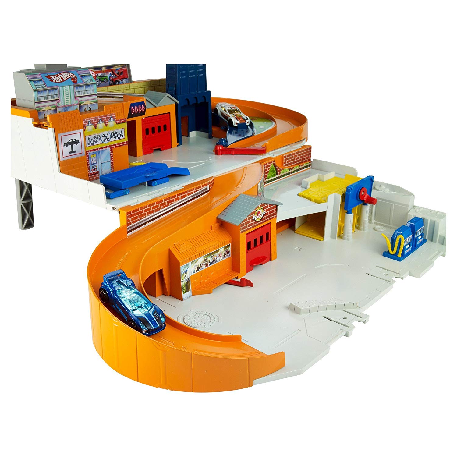 Hot Wheels® Sto & Go Nostalgic Service Centre Service Station Playset Retro, Orange, 10 inches x 22.01 inches x 4.02 inches