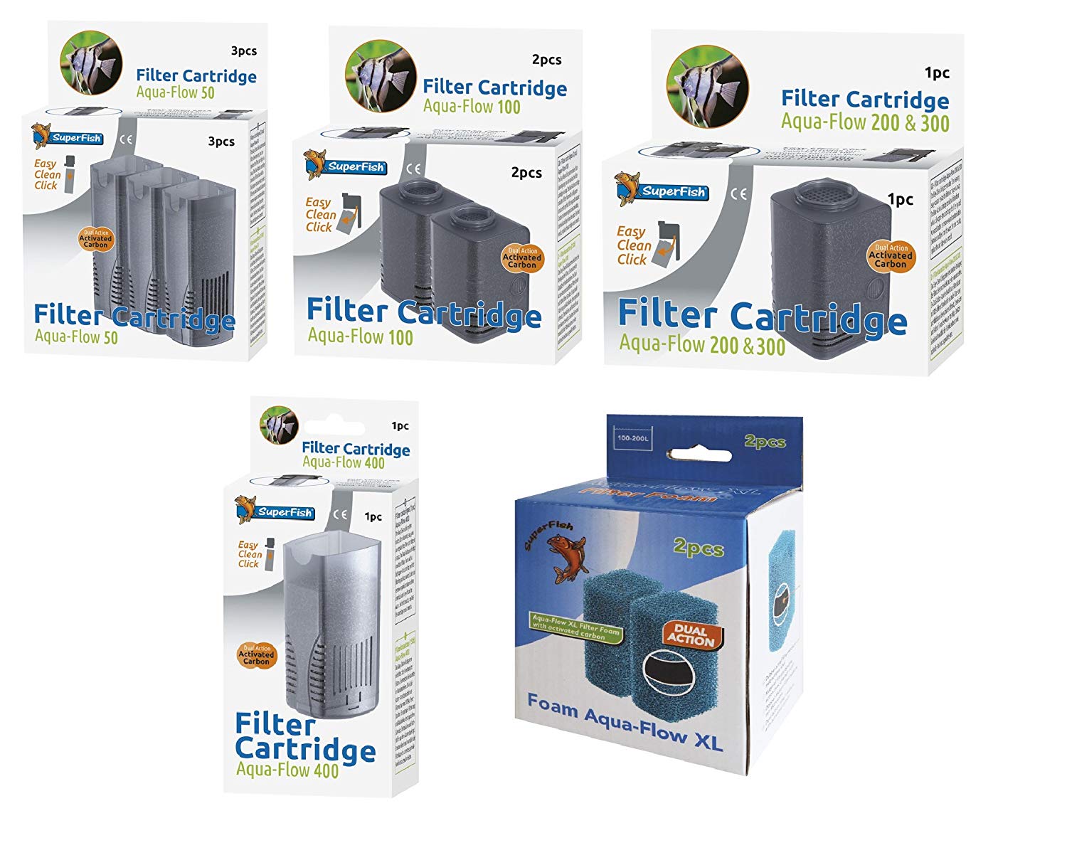 Superfish Aqua Flow 100 Easy Click Cartridge (2Pk) - Packaging May Vary,Black, 2 Stück (1er Pack)