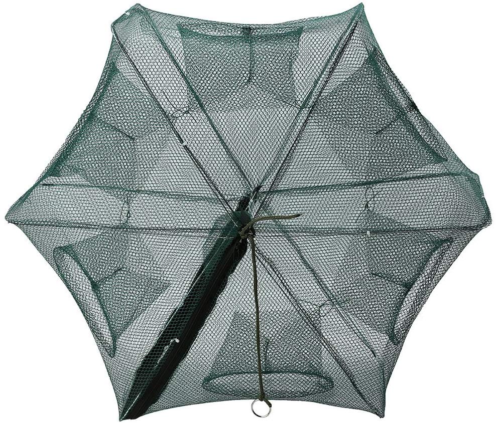 Dilwe Fishing Net, Quickly Opened Fishing Bait Traps with Zipper for Fishes Shrimp Minnow Crayfish Crab Crawdad (6 Holes)