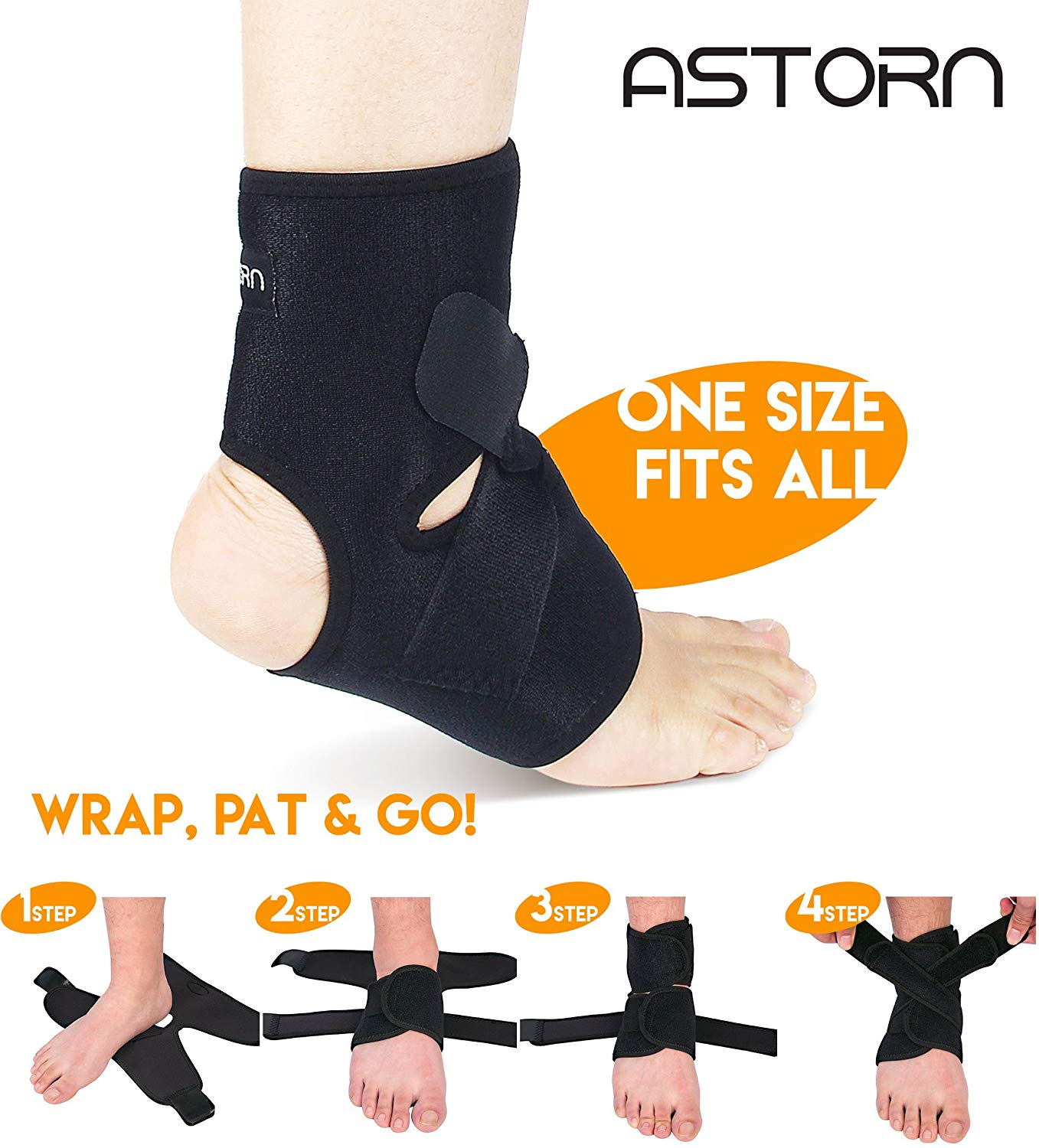 Ankle Brace & Achilles Tendon Support Sleeve Adjustable One Size Fits