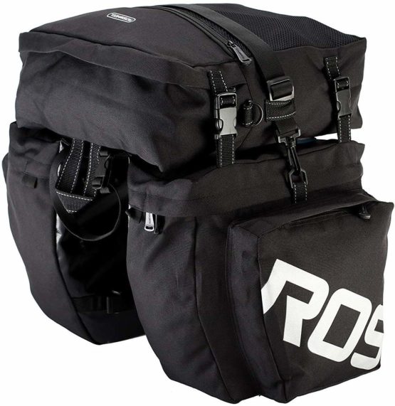 XPhonew Bike Rear Rack Bag, 3 in 1 37L Waterproof Cycling Pannier Rear Rack Bag Bicycle Back Seat Trunk Bag Saddle Bag for Mountain MTB Bike with Detachable Shoulder Strap & Reflective Sign
