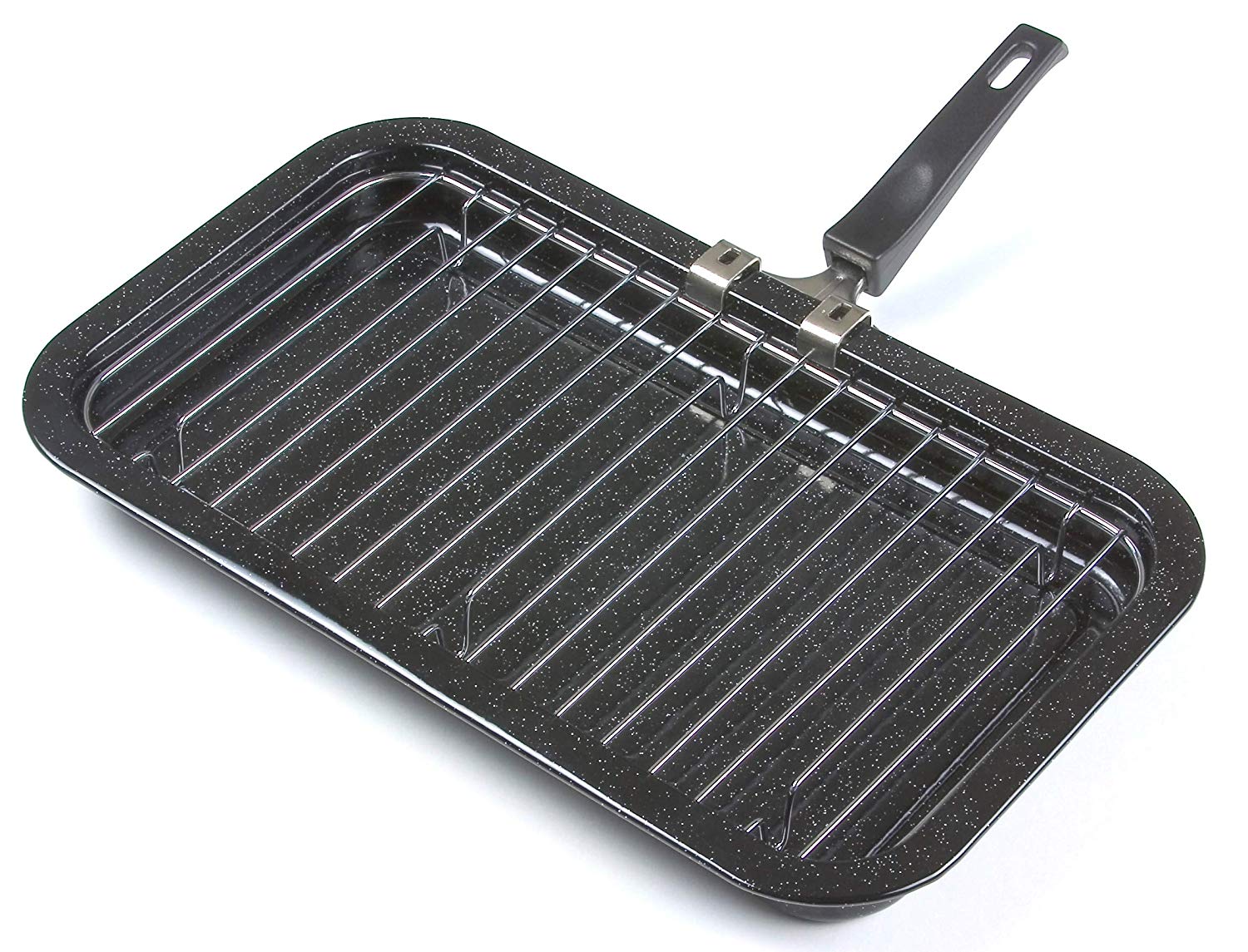 Pendeford Enamel Grill Pan and Rack, 28x22x4cm, Black