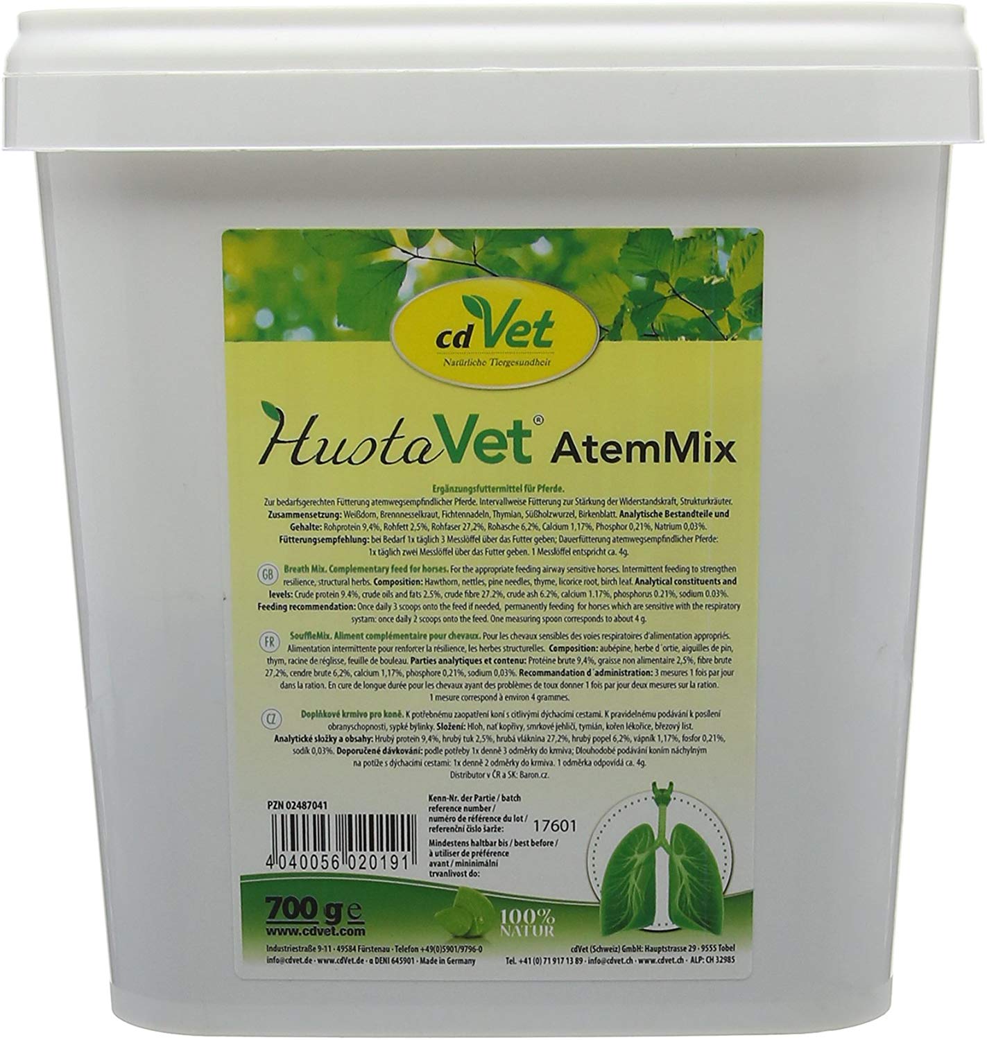 cdVet Natural Products CoughVet BreathMix 700 g, for the needs-based feeding of respiratory tract sensitive horses