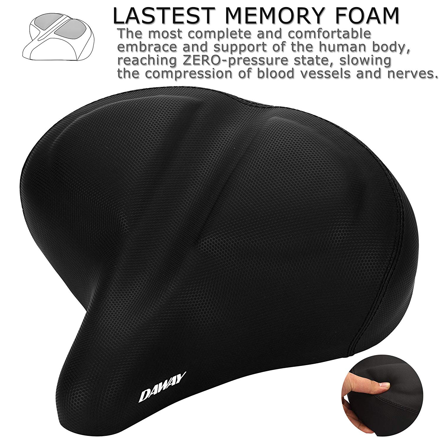 DAWAY Oversized Comfort Bike Seat C40 Most Comfortable Extra Wide