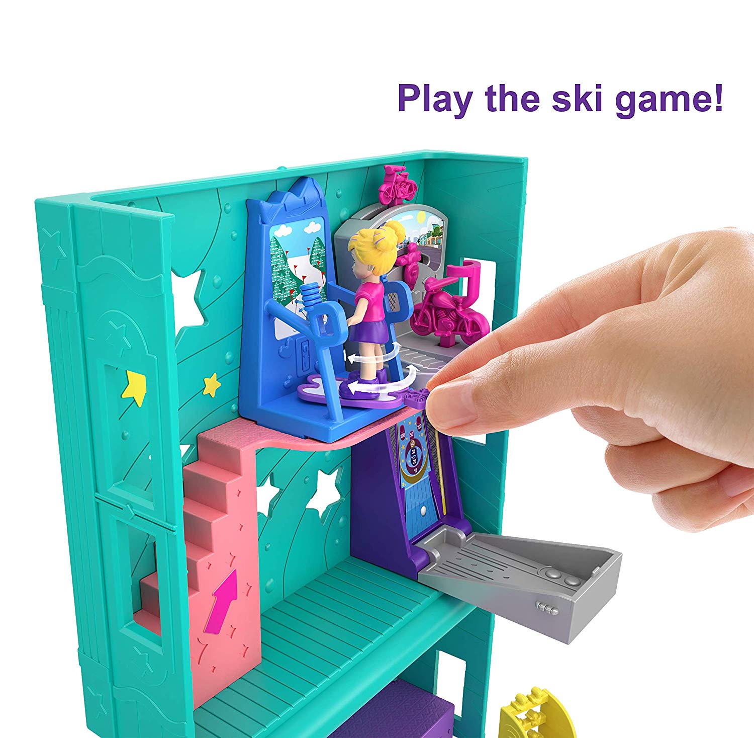 Polly Pocket Pollyville Arcade with 4 Floors, 2 Dolls & 5 Accessories, Multicolor - Image 4