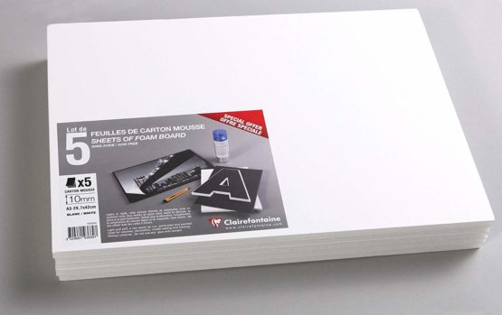Clairefontaine 193669C Foam Boards, 10 mm Thick, A3, 5 Sheets - White