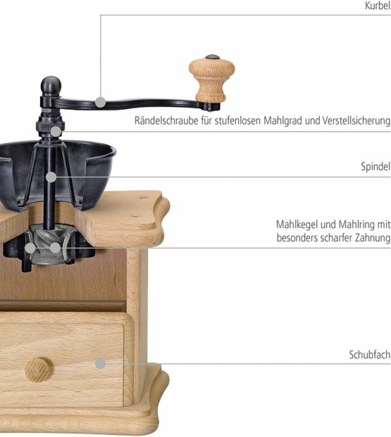Zassenhaus Brasilia Dark Coffee Mill/Grinder, Beech - Image 3