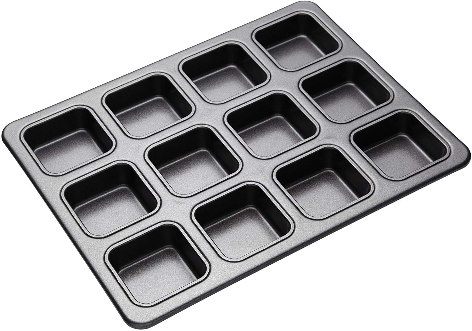 MasterClass KCMCHB69 Brownie Tin with Dividers, PFOA Non Stick Carbon Steel Baking Pan to Make 12 Cakes, 34 x 26 cm, Grey
