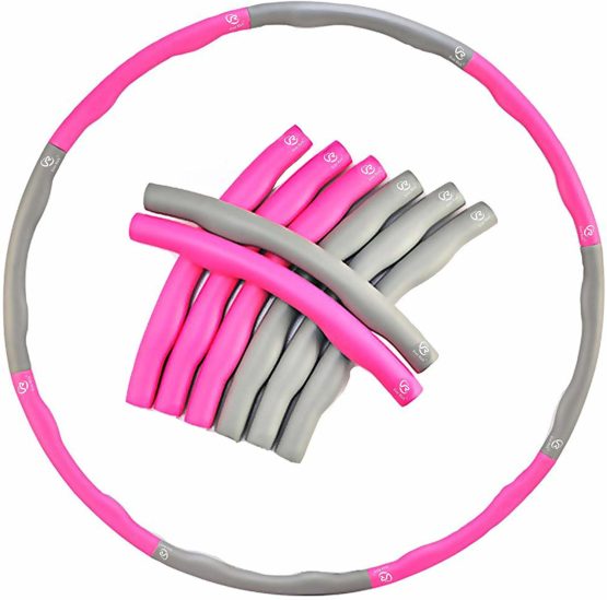 EVER RICH ® FitnessWave Weighted Fitness Exercise Hula Hoop (Pink - Grey) - Image 4