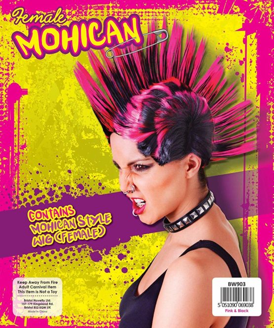 Bristol Novelty BW903 Mohican Female Wig, Womens, Pink/Black, One Size - Image 2