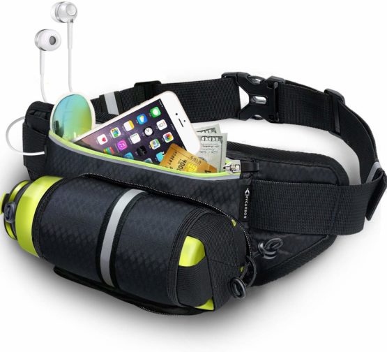 MYCARBON Running Belt with Water Bottle Holder Waterproof Bum Bag Cycling Waist Bag Jogging Belt Dog Walking Bag for Travel Holidays Camping Climbing Hiking Outdoor Fit for iPhone 7 plus Galaxy S7 Edge