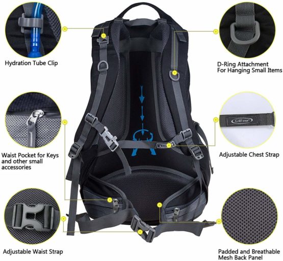 G4Free 50L Rucksack Hiking Backpack Mountaineering Bag Waterproof Travel Camping Trekking Daypack Outdoor Sports Backpack with Rain Cover for Men Women - Image 4