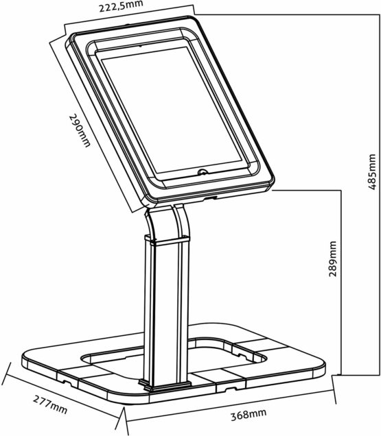 PureMounts PDS 5500 Universal Stand for Tablet and 24.63 10.1 inch Convertible Tablet (9.7); Adjustable Interior, Detachable Case – Height 485 mm Black/Silver - Image 3