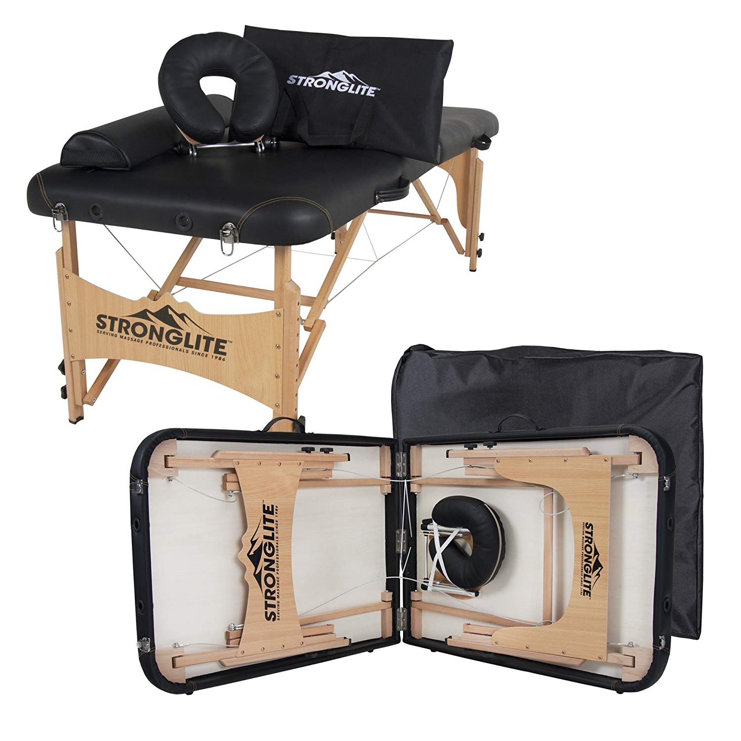 STRONGLITE Portable Massage Table Olympia Full Package W Adjustable Face Cradle Face Pillow