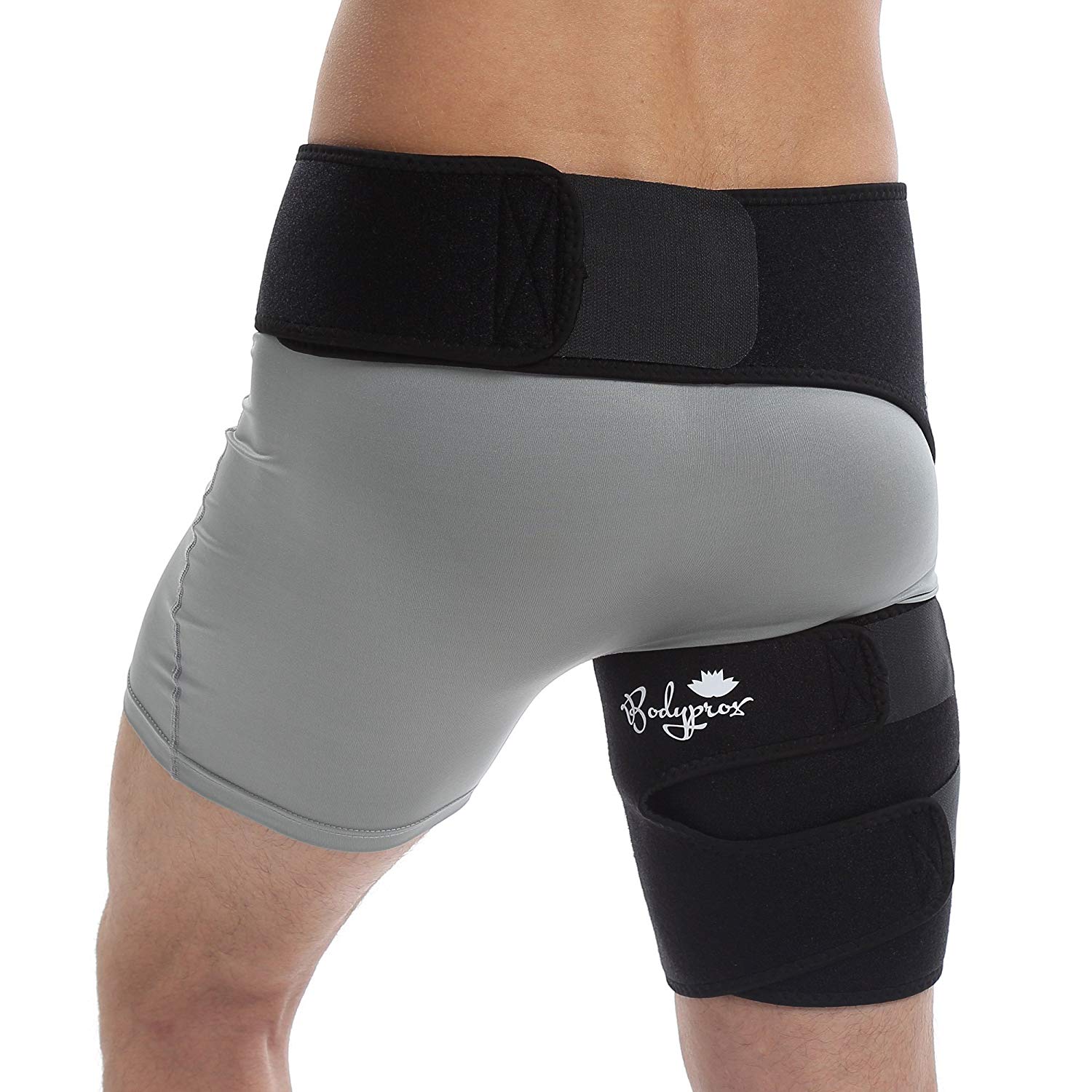 Bodyprox Groin Support Bandage, Adjustable Compression Wrap for Hip Groin, Hamstring, Thigh, And Sciatic Nerve Pain Relief