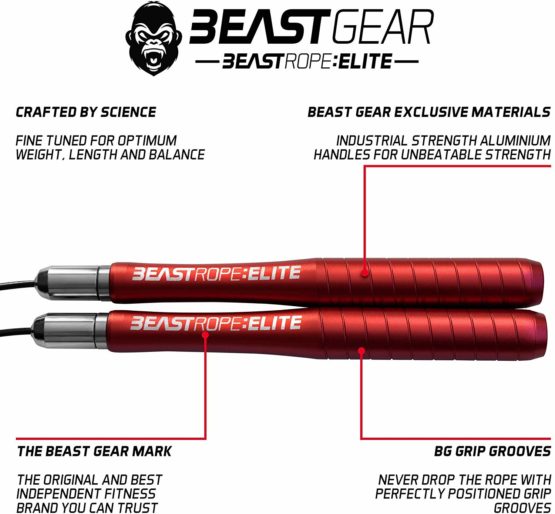 Beast Gear Skipping Rope – Steel Speed Jump Ropes for Adult Fitness – Lightweight, Adjustable Workout Equipment for Beginners & Pros - for Jumping, Boxing, Exercise & HIIT w/ Bonus Screws & Caps - Image 2