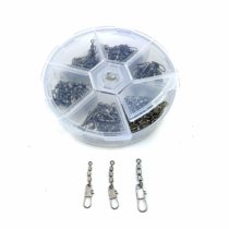 Zite Fishing triple swivel assortment 60 pieces - Including practical sorting box - Fishing swivel set trout swivel Sbirolino fishing 3 sizes