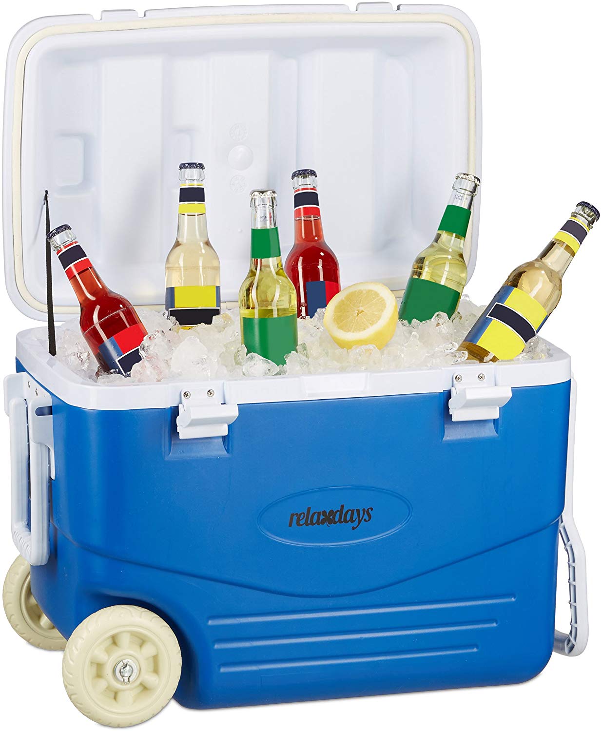Relaxdays Rolling Cooler, Cool Box Trolley, Large Cool Pocket with