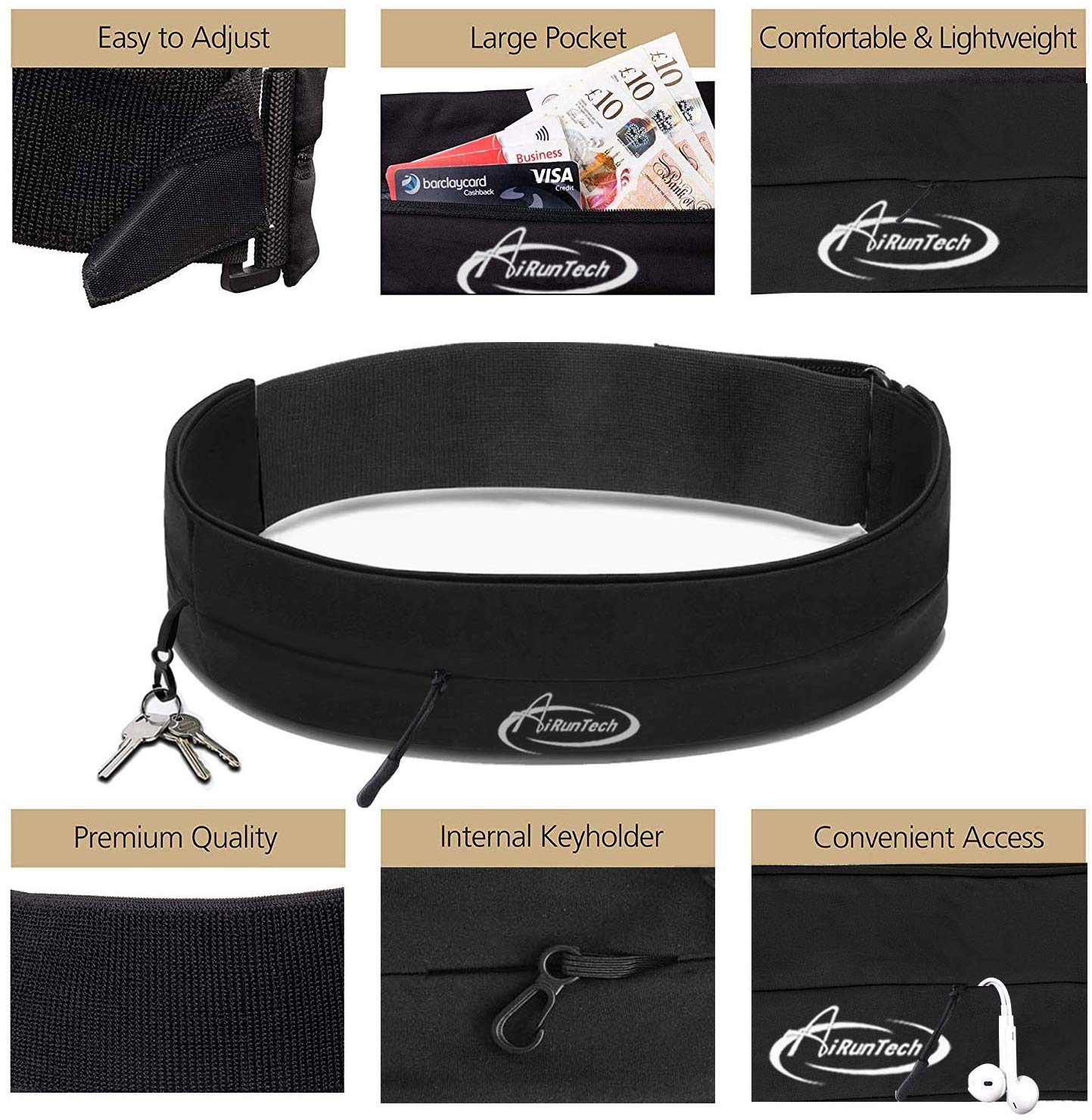 AiRunTech No-Bounce Running Belt for all Phones Slim, Lightweight and Secure (Lightweight Running Belt) - Image 4