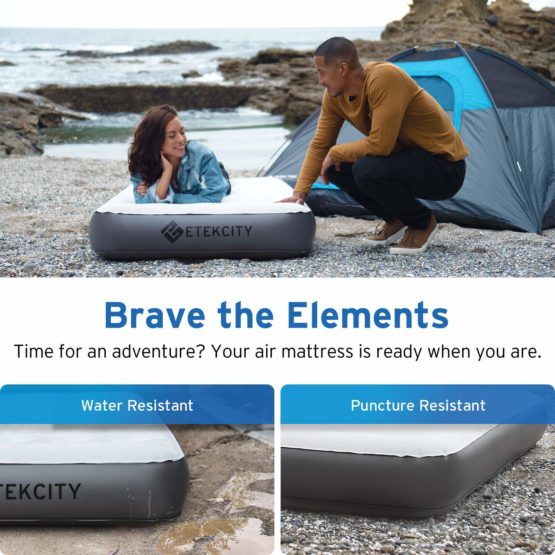 Etekcity Air Bed Inflatable Air Mattress Airbed Single/Twin Size Foldable and Flocked Blow up